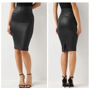 SPANX Faux Leather Tummy Control Pencil Skirt Sz SP